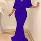 Cross Over Neck Fishtail Evening Dress