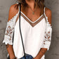 Contrast Lace Cold Shoulder Top