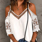 Contrast Lace Cold Shoulder Top