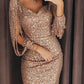 Tassels Detail Slit Half Sleeve Sequin Party Dress