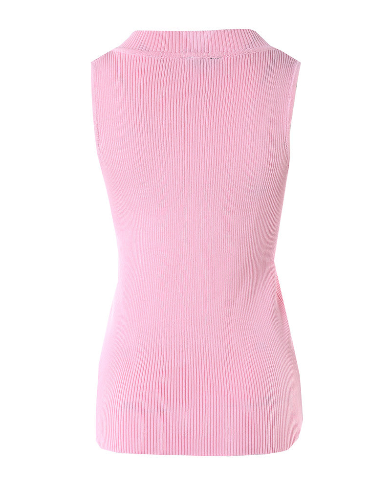 V Neck Sleeveless Ribbed Basics Knit Tank Top