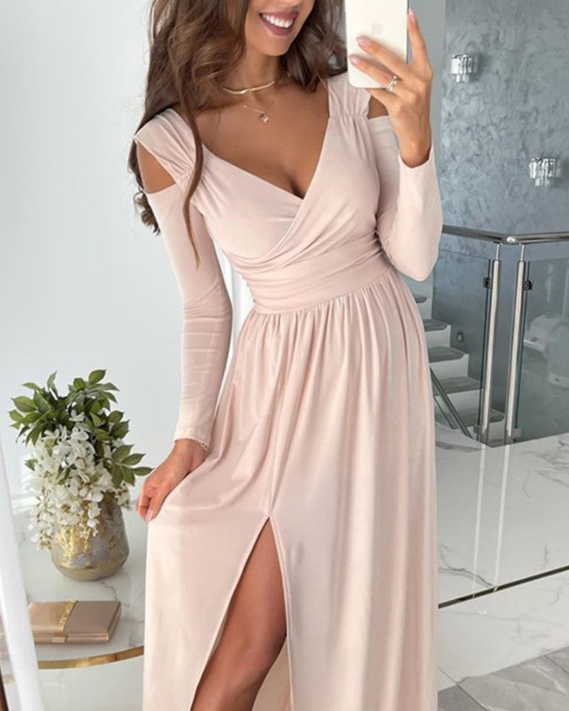 Cold Shoulder Split Thigh Party Dress