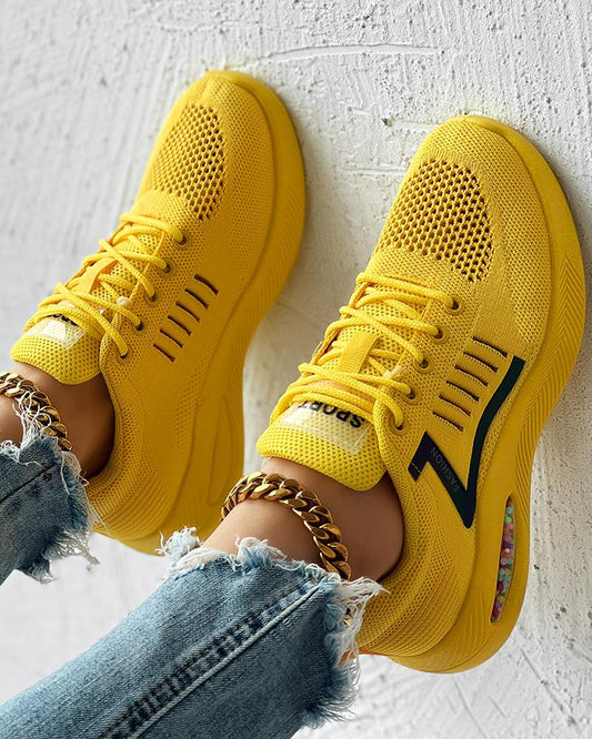 Hollow Out Breathable Lace up Casual Sneakers