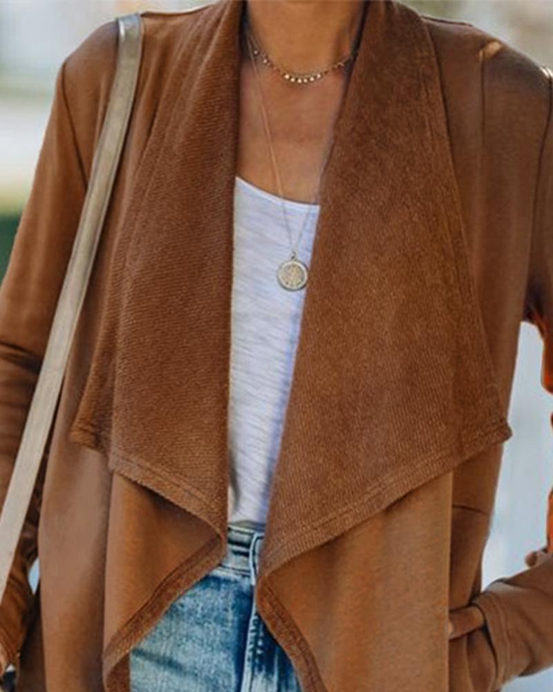 Long Sleeve Waterfall Neck Coat