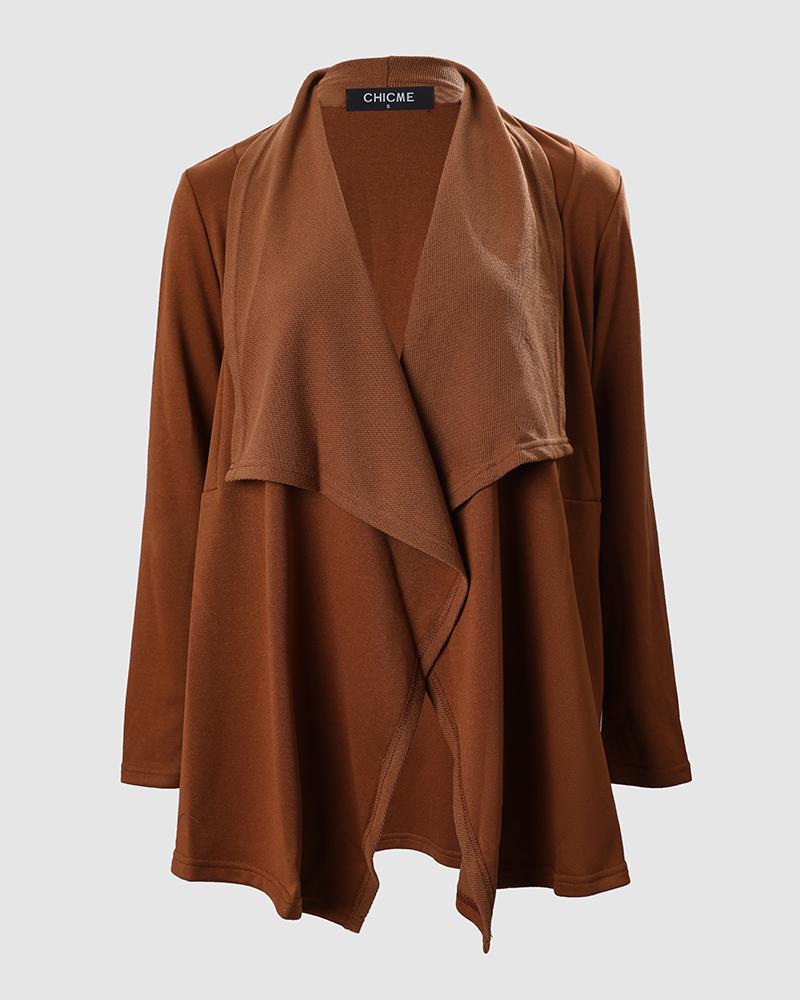 Long Sleeve Waterfall Neck Coat