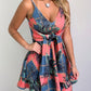 Knotted Front Tropical Print Casual Dress