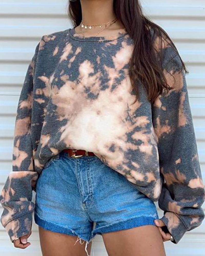 Tie Dye Print Loose Casual Sweatshirt