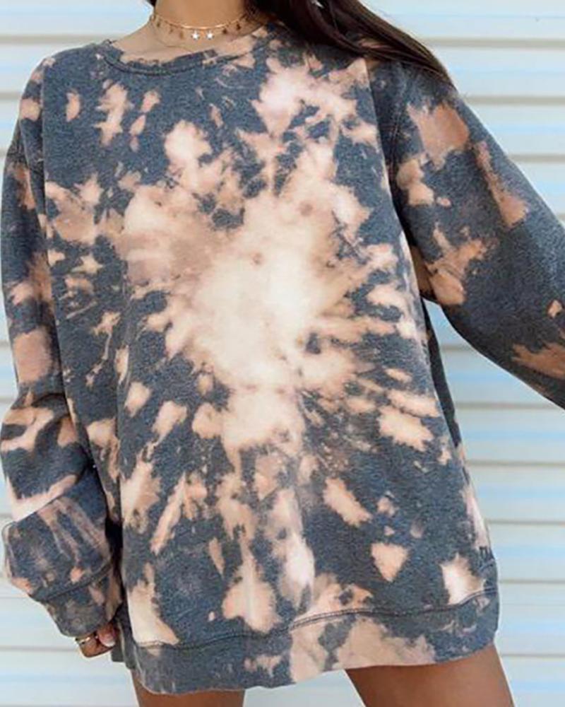 Tie Dye Print Loose Casual Sweatshirt