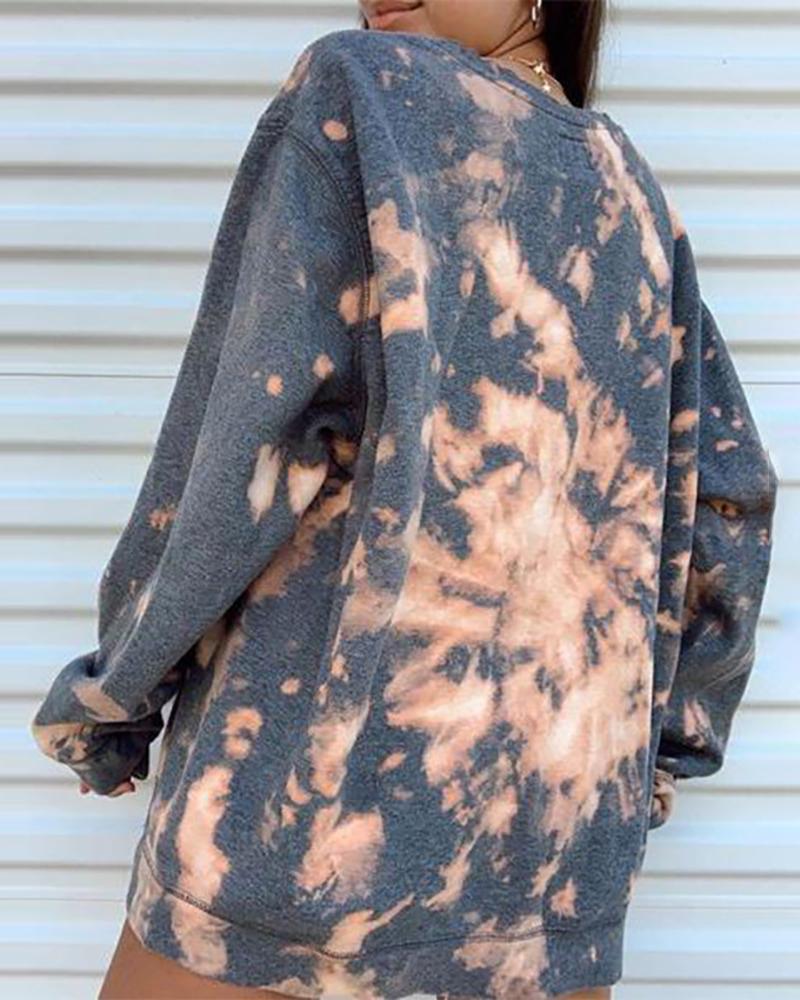 Tie Dye Print Loose Casual Sweatshirt