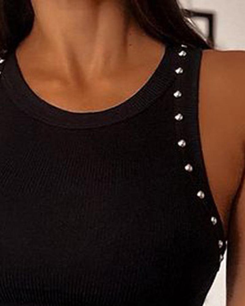 Studded Decor Casual Tank Top