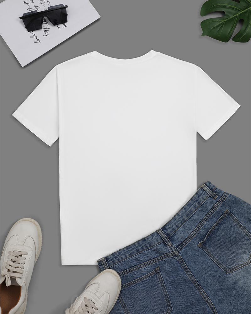 Figure Letter Print Short Sleeve Casual T shirt
