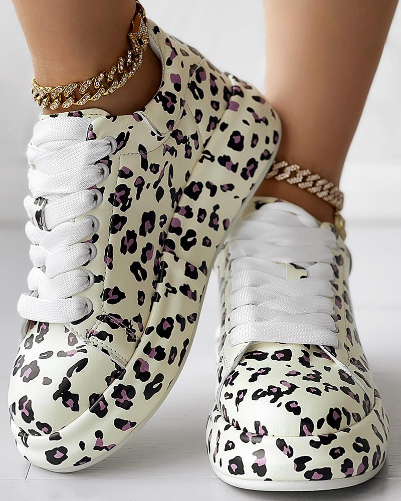 Leopard Print Platform Casual Sneakers