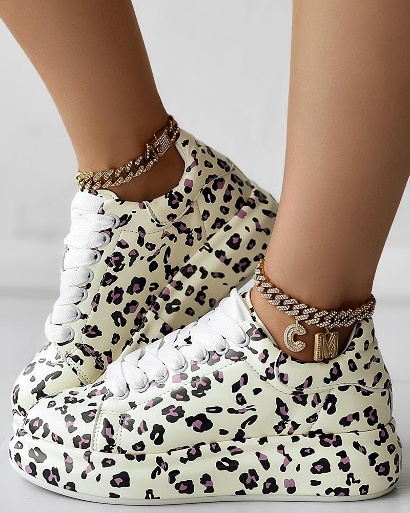 Leopard Print Platform Casual Sneakers