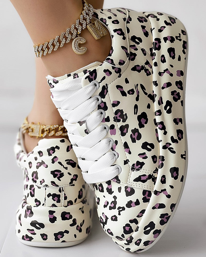 Leopard Print Platform Casual Sneakers