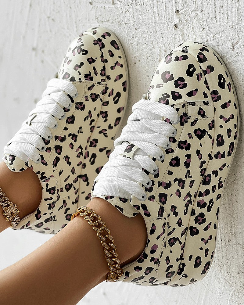 Leopard Print Platform Casual Sneakers