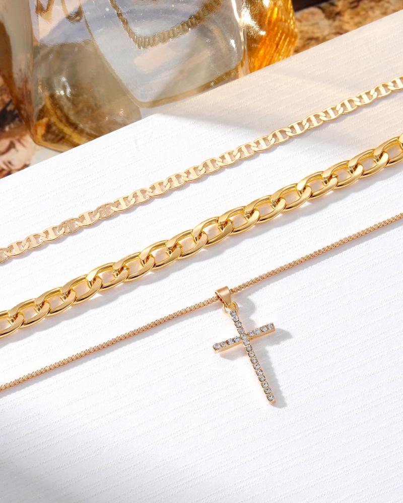 1pcs Hollow Out Multi layered Cross Pendant Necklace