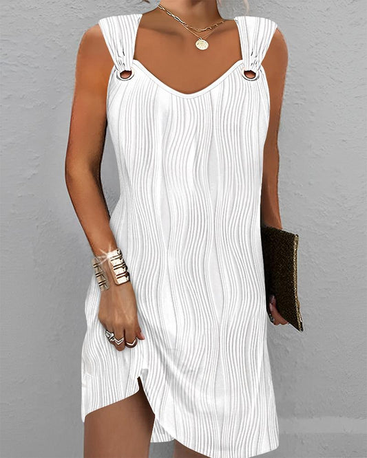 Eyelet Sleeveless Textured Casual Dress