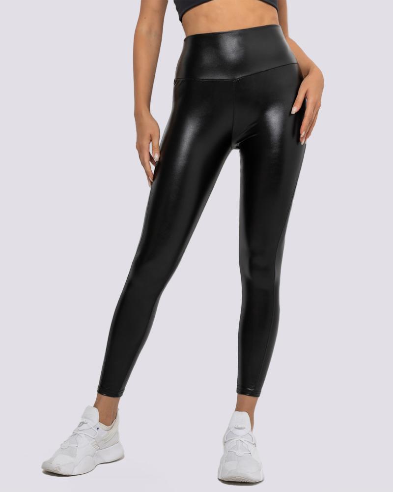 High Waist Tummy Control Butt Lift PU Leather Leggings