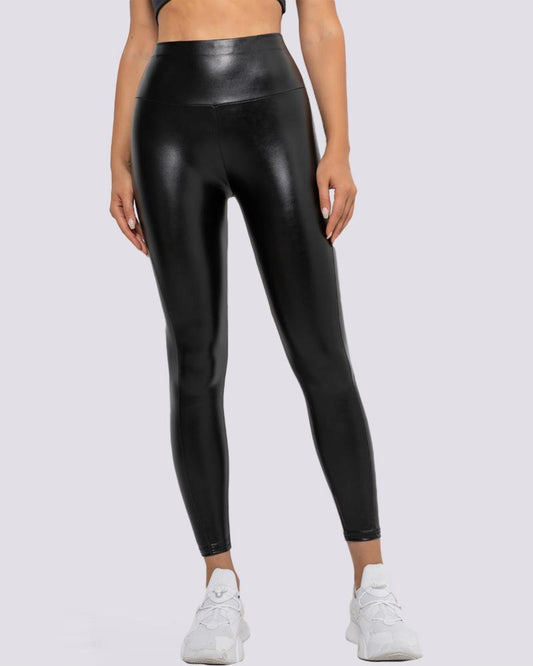 High Waist Tummy Control Butt Lift PU Leather Leggings