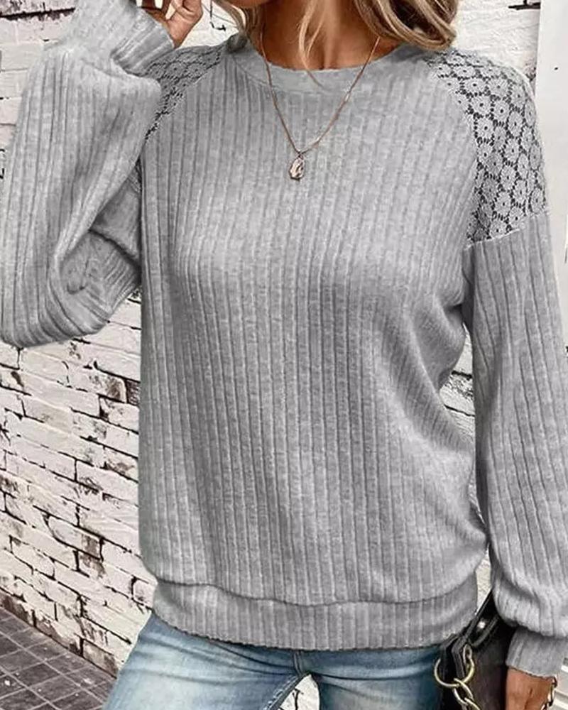 Eyelet Embroidery Long Sleeve Top