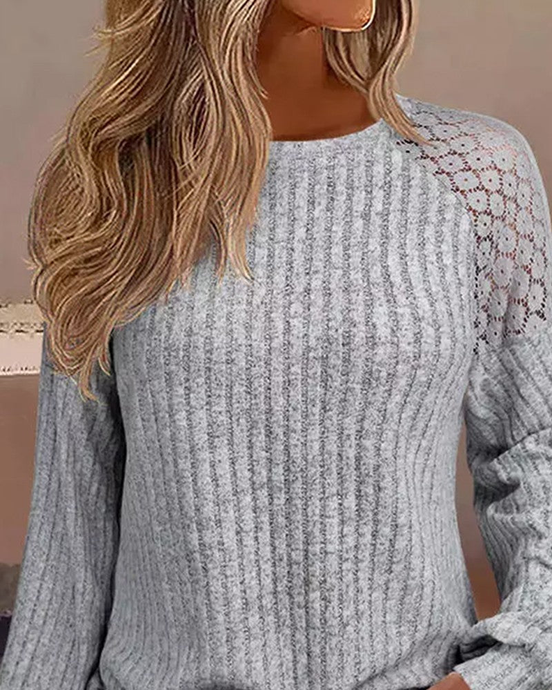 Eyelet Embroidery Long Sleeve Top