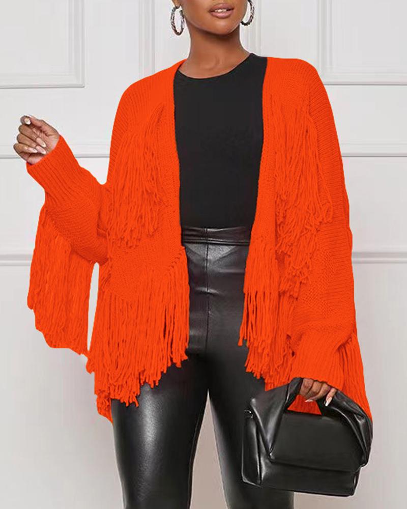 Tassel Design Long Sleeve Knit Cardigan