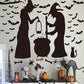 Halloween Decorations Wall Window Ornament Party Supplies 2 Witches With Bats Spider Cat and Crow