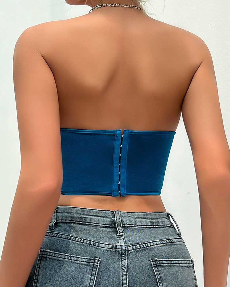 Lace up Fishbone Hanky Hem Corset Top