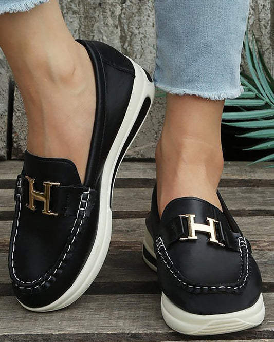 Buckled Round Toe Slip On Muffin Loafers