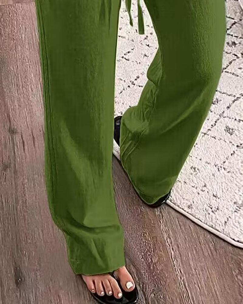 Drawstring Pocket Design Casual Pants