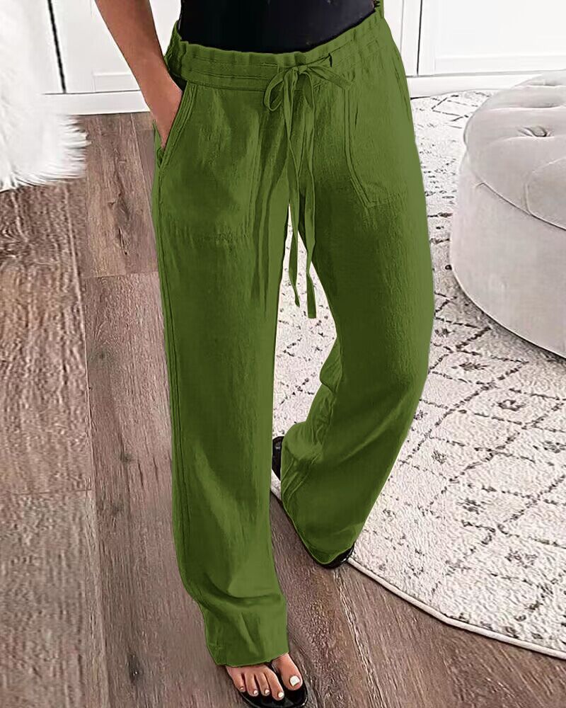 Drawstring Pocket Design Casual Pants