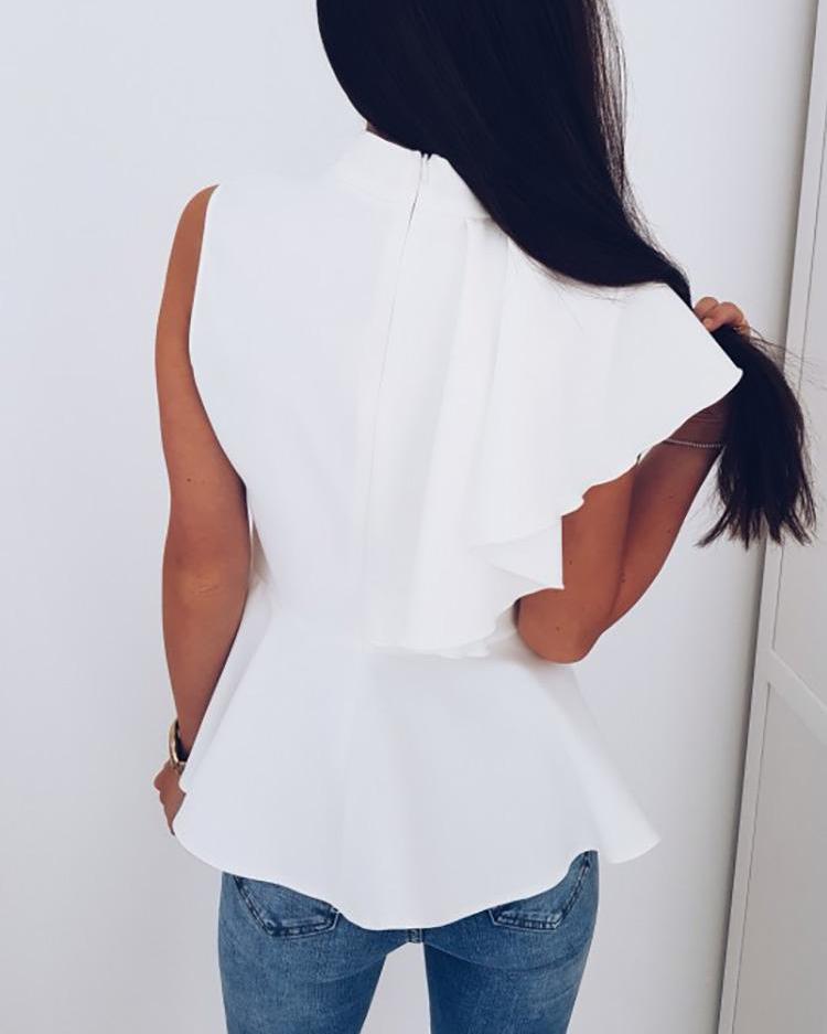 Solid Flutter Sleeve Peplum Top