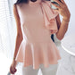 Solid Flutter Sleeve Peplum Top