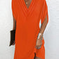 Half Sleeve V Neck Ruched Casual Dress