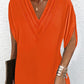 Half Sleeve V Neck Ruched Casual Dress