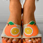 Strawberry / Avocado / Orange Pattern Open Toe Flat Sandals