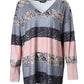 Colorblock Striped Print Long Sleeve Casual Top