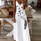 Feather Bird Print Spaghetti Strap Maxi Dress