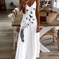 Feather Bird Print Spaghetti Strap Maxi Dress