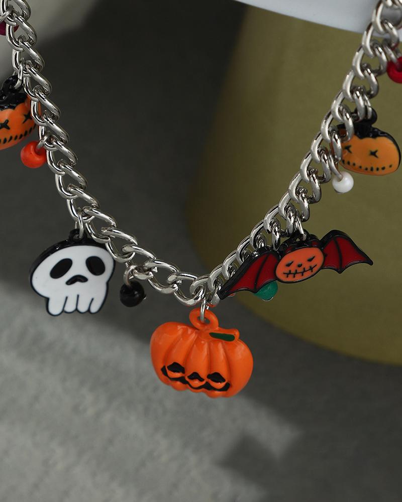 Halloween Ghost Pumpkin Bat Pendant Necklace