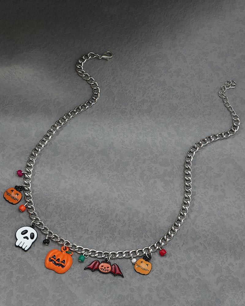 Halloween Ghost Pumpkin Bat Pendant Necklace