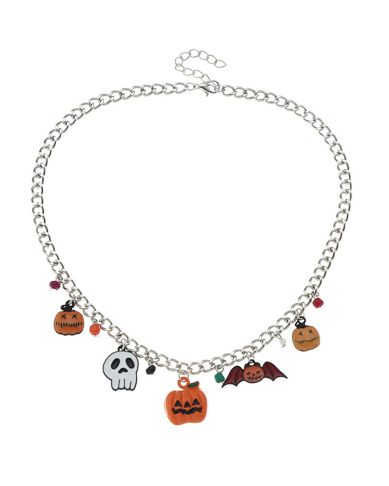 Halloween Ghost Pumpkin Bat Pendant Necklace