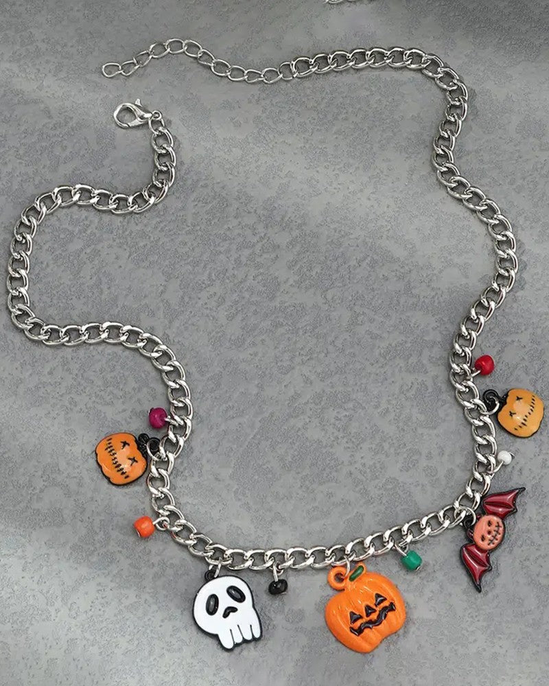 Halloween Ghost Pumpkin Bat Pendant Necklace