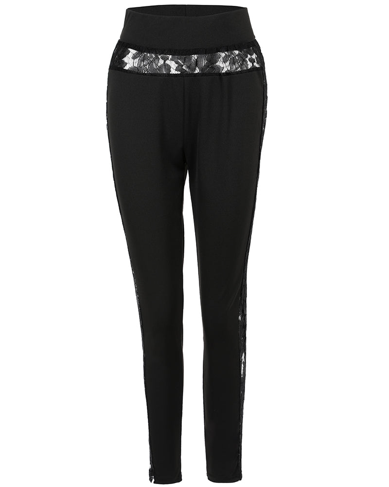 Contrast Lace High Waist Skinny Pants