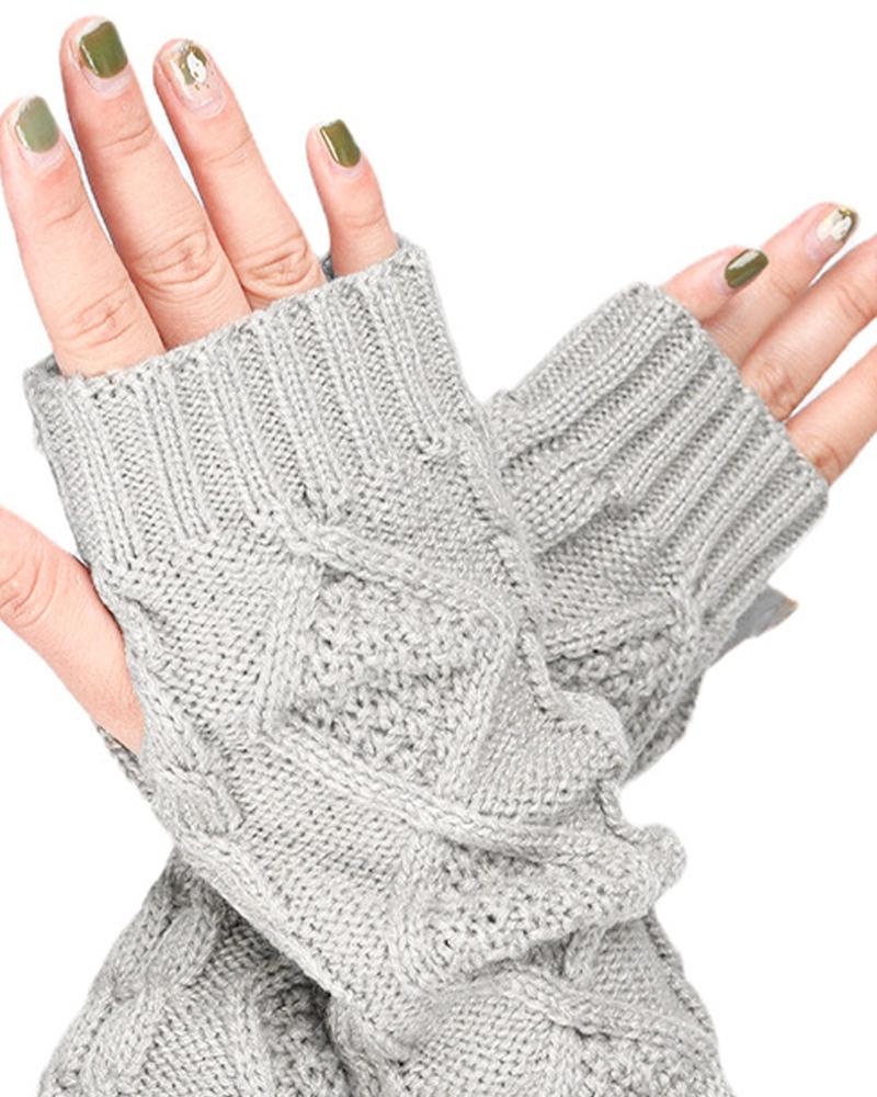 1Pair Knit Fingerless Gloves