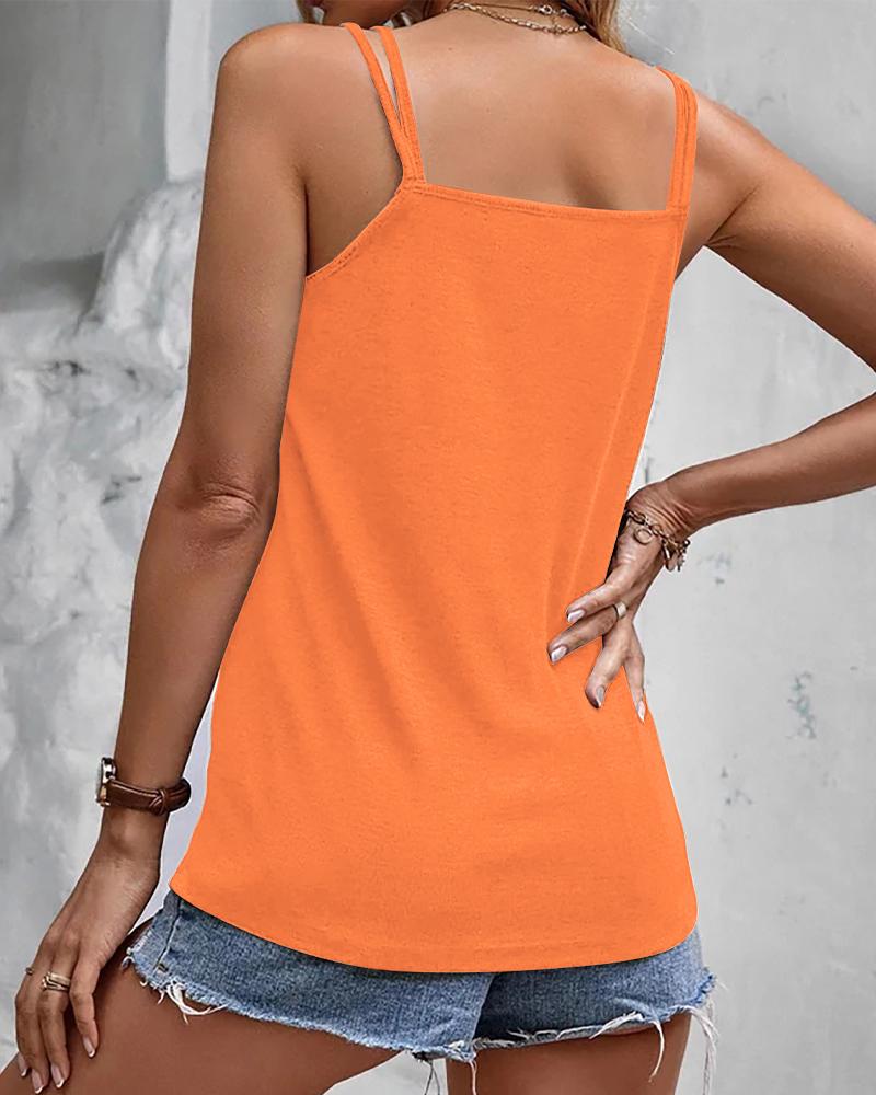 Notch Neck Double Strap Tank Top