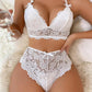 Bow Decor Cutout Lace Lingerie Set