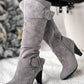 Buckled Chunky Heel Velvet Calf Boots
