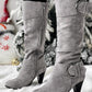 Buckled Chunky Heel Velvet Calf Boots