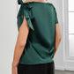 Bowknot Decor Short Sleeve Satin Top